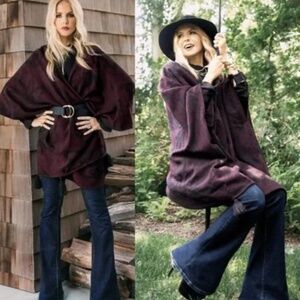 Cleobella Burgundy Tassel Cape Cardigan Kimono Capelet One‎ Size